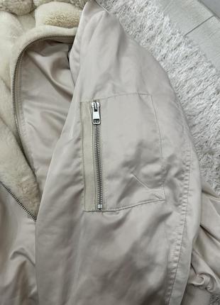 Двусторонний бомбер искусственный мех zara l-xl новый без бирки5 фото