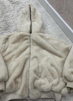 Двусторонний бомбер искусственный мех zara l-xl новый без бирки7 фото