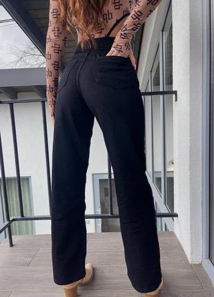 Незамінні чорні  джинси труби-палаццо🌺 саме те що потрібно для кожної красуні ❤️ висока посадка прямий крой👌5 фото