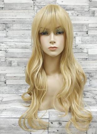 7798 перука блонд хвилястий з челкою та проділом довгий жіночий 70 см4 фото