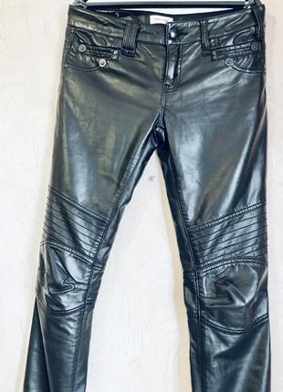 Штаны кожаные брюки кожаные чёрные1 фото