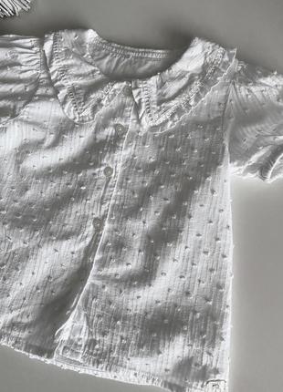 Блузка, рубашка с воротничком и объемными рукавами george на 3-4 года