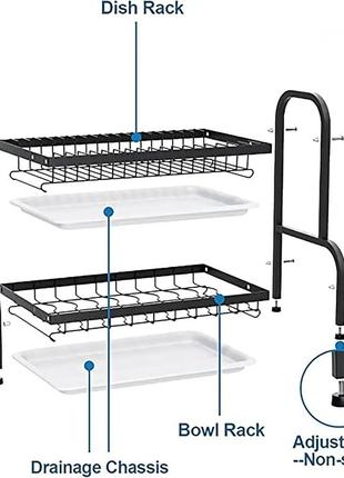 Органайзер для сушки і зберігання посуду метал 2 яруса bawl rack (r2f-43см)2 фото