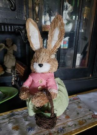 Пасхальный декор кролика с корзиной 40 см.7 фото