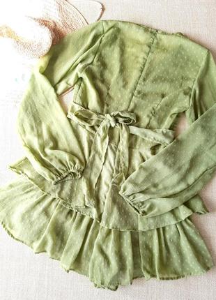 Зеленый ромпер-платье8 фото