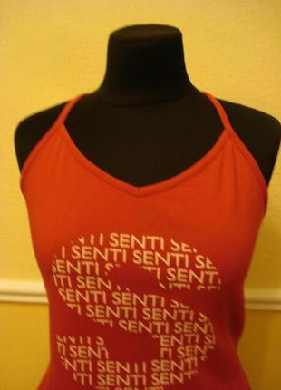 Річна трикотажна майка футболка з бавовни з вирізом і принтом бренд senti4 фото