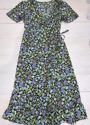 Длинное платье платье в цветочный принт на запах george 12 m-l