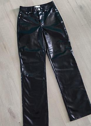 Брюки екошкіра, h&m, висока посадка