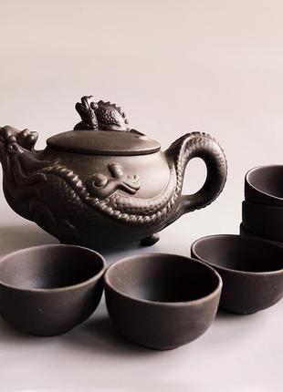 Чайний керамічний набір для китайської чайної церемонії на 6 персон хамелеон