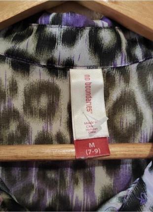 Жіноча блуза шифонова сорочка з коротким рукавом на ґудзиках прозора леопардовий принт3 фото