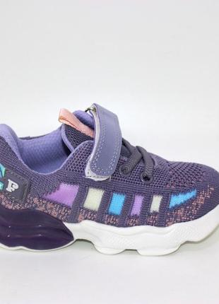 Легкие детские фиолетовые дышащие кроссовки для девушек в возрасте 1-3 года, летние-весенние,текстиль сетка7 фото