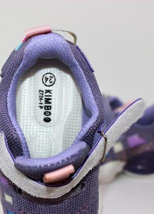 Легкие детские фиолетовые дышащие кроссовки для девушек в возрасте 1-3 года, летние-весенние,текстиль сетка4 фото