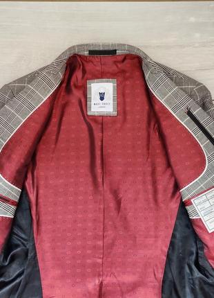 Качественный мужской серый пиджак в клетку marco darc london 38 r5 фото