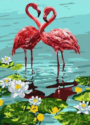 Картина по номерам идейка пара фламинго 40х50см kho4144 набор для росписи по цифрам