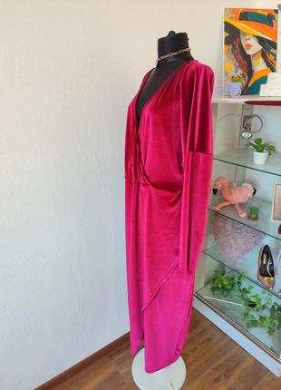 Шикарное коктейльное платье миди,оксамитовое бордо, имитация запаха с распоркой5 фото