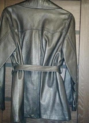 Пиджак кожаный,черный,двубортный,винтаж2 фото