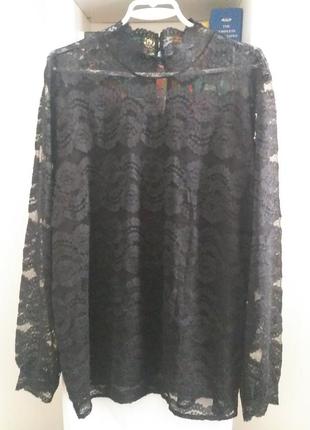 Кружевная блуза со стоячим воротником.1 фото