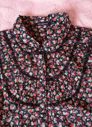 Хлопковая блуза в цветочный принт в винтажном стиле2 фото