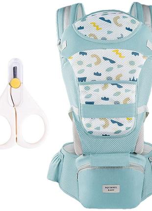 Хіпсит ерго-рюкзак кенгуру переноска "squirrel baby" q2022 12в1 м'ятний і ножиці білий n-11903