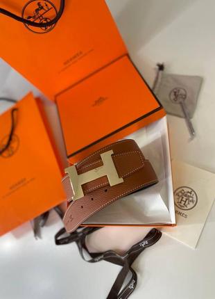 Ремень двусторонний натуральная кожа hermes erме полный комплект2 фото