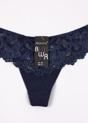 Трусики-стринги микрофибра с кружевом biweier .