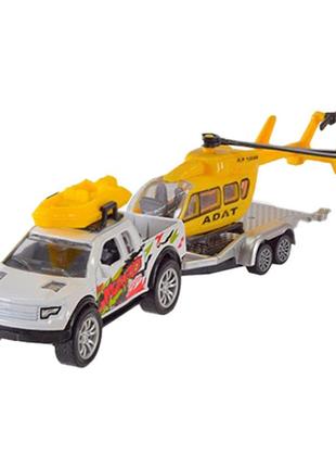 Детская машинка с прицепом автопром ap7456 масштаб 1:50 (white-yellow)