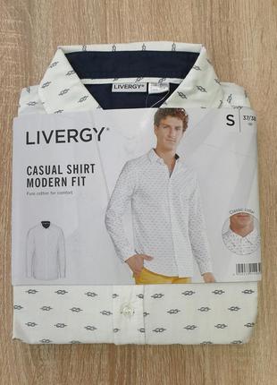 Livergy - s-m - сорочка чоловіча біла рубашка мужская