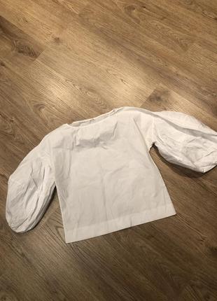 Белая блузка рубашка с рукавами воланами м1 фото
