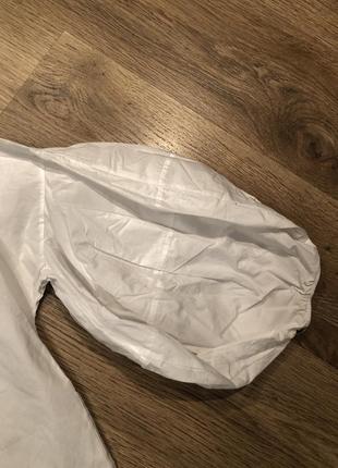 Белая блузка рубашка с рукавами воланами м5 фото
