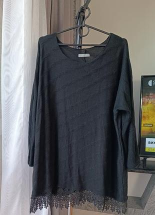 Кофта с кружевом, женская, размер, xl,2xl, производитель италия, мягушка приятная к телу