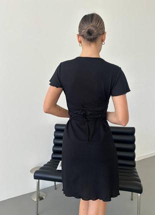 Легка сукня в рубчик з зав‘язками на спині, платье рубчик с завязками на спине6 фото