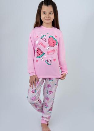 Яскрава бавовняна піжама підліткова, легка рожева піжама для дівчинки, яркая хлопковая пижама для девочки3 фото