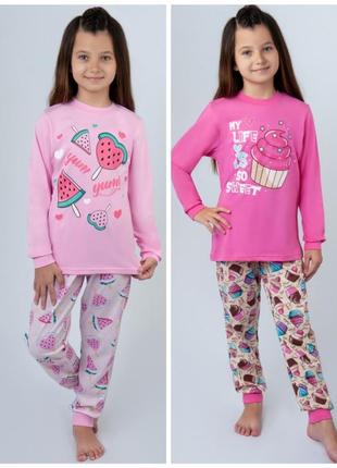 Яскрава бавовняна піжама підліткова, легка рожева піжама для дівчинки, яркая хлопковая пижама для девочки