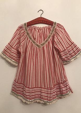 Блузка свободного кроя в полоску