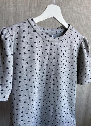 Красивая новая блузочка футболка в горошек серая женская4 фото