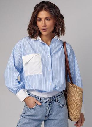 Хлопковая женская рубашка в полоску, укороченная рубашка, короткая. соровка1 фото