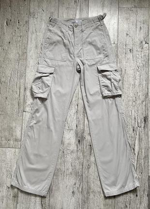Bershka широкие серые карго брюки с карманами cargo3 фото