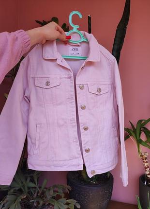 Джинсова курточка жакет піджак джинсовка рожева3 фото