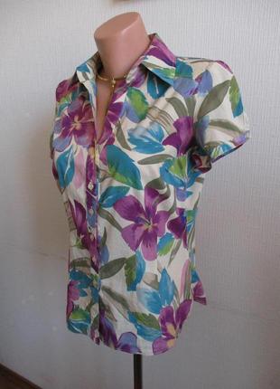 Бавовняна блузка в квітковий принт marks&spencer1 фото