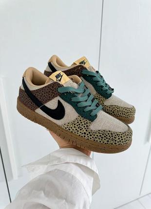 Шикарные женские кроссовки space sb dunk low What коричневые с леопардовым принтом