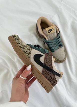 Шикарные женские кроссовки nike sb dunk low safari коричневые с леопардовым принтом6 фото