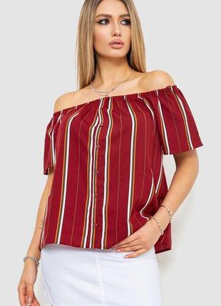 Блуза в смужку, колір бордовий, 244r088-1