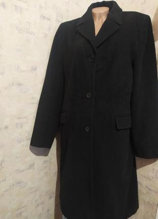 Черное шерстяное пальто миди2 фото