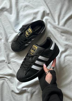 Кроссовки adidas superstar black2 фото