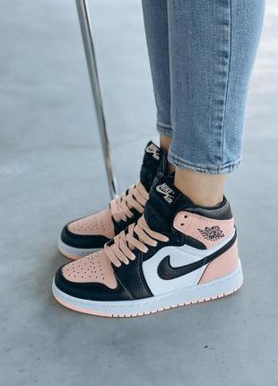 Кроссовки nike air jordan розовый цвет кожаные (36-40)💜