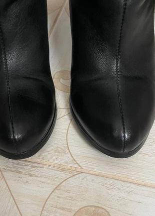Сапоги женские кожаные 37, на каблуке, черные4 фото