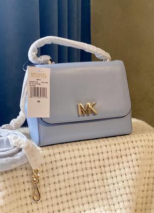 Шкіряна нова сумка michael kors блакитного кольору5 фото