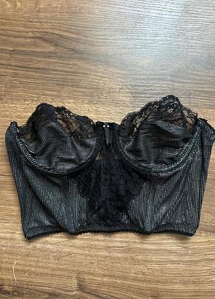 Топ корсетный либ бра гипюр серебристый