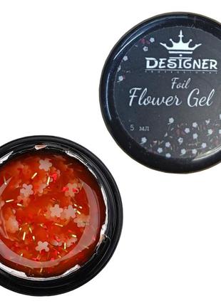 Гель с цветами из фольги designer foil flower gel 5 мл, fg03