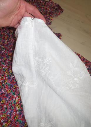 Льняное платье с цветочной вышивкой zara размер s-m4 фото